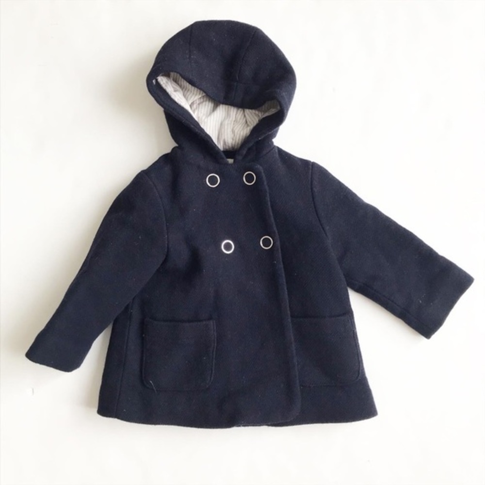 Zara navy blue hooded dress coat VGUC 2/3T - Picture 1 of 5